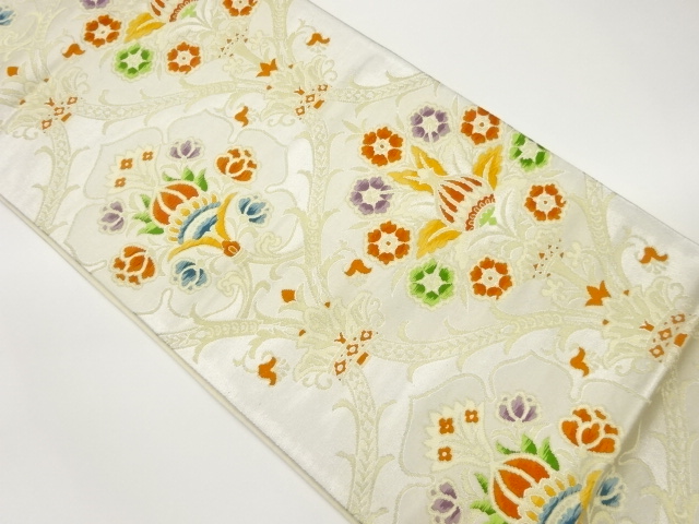 花唐草模様織出し袋帯